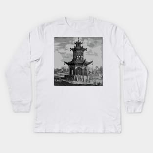 Ancient Chinese Pagoda Buddhist Temple in China Kids Long Sleeve T-Shirt